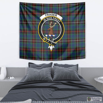 Fraser Hunting Ancient Tartan Tapestry Wall Hanging and Home Decor for Room with Family Crest