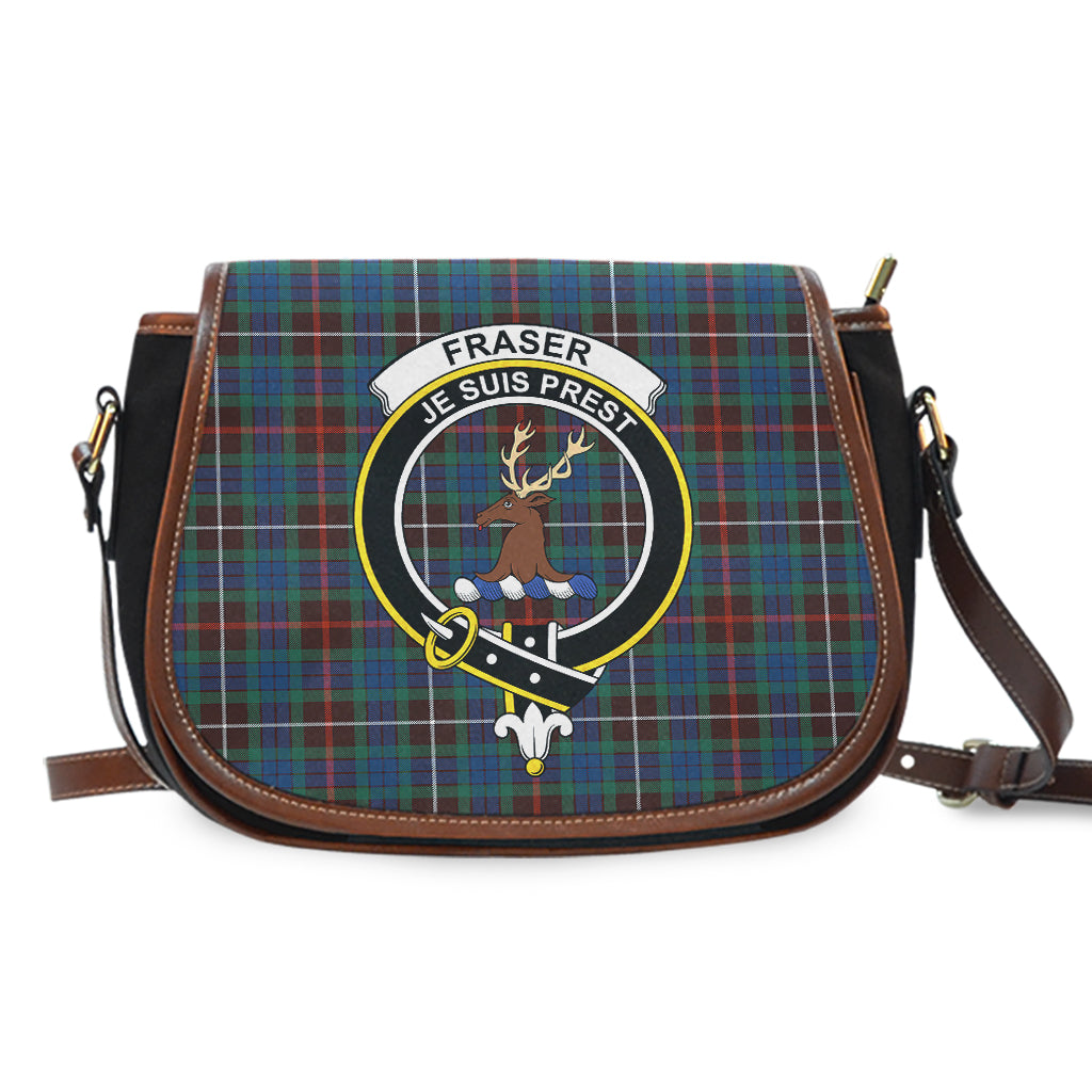 Fraser Hunting Ancient Tartan Saddle Bag with Family Crest - Tartan Vibes Clothing