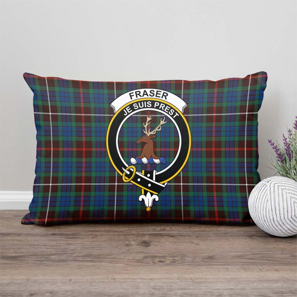 Fraser Hunting Ancient Tartan Pillow Cover with Family Crest Rectangle Pillow Cover - Tartanvibesclothing