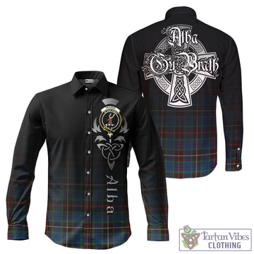 Fraser Hunting Ancient Tartan Long Sleeve Button Up Featuring Alba Gu Brath Family Crest Celtic Inspired