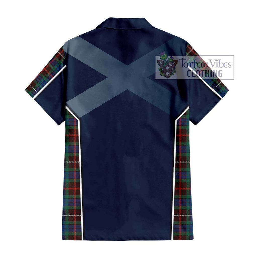 Fraser Hunting Ancient Tartan Short Sleeve Button Shirt with Family Crest and Lion Rampant Vibes Sport Style - Tartan Vibes Clothing