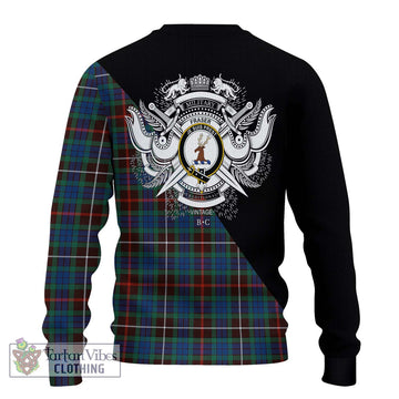 Fraser Hunting Ancient Tartan Ugly Sweater with Family Crest and Military Logo Style