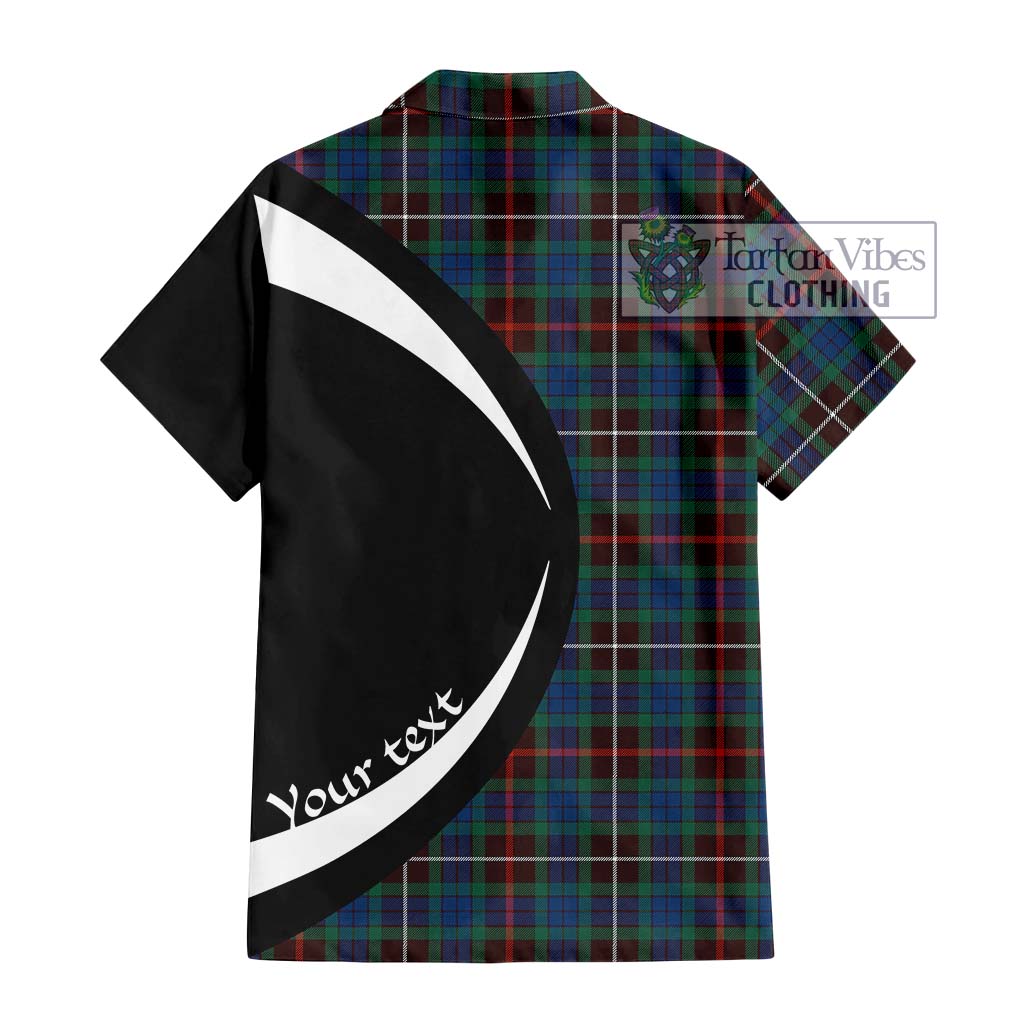 Fraser Hunting Ancient Tartan Short Sleeve Button Up with Family Crest Circle Style - Tartan Vibes Clothing