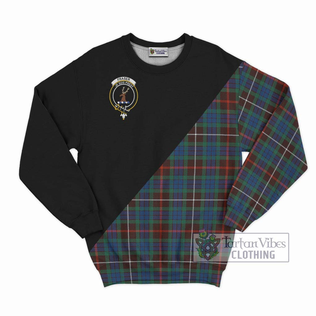 Fraser Hunting Ancient Tartan Sweatshirt with Family Crest and Military Logo Style - Tartanvibesclothing Shop