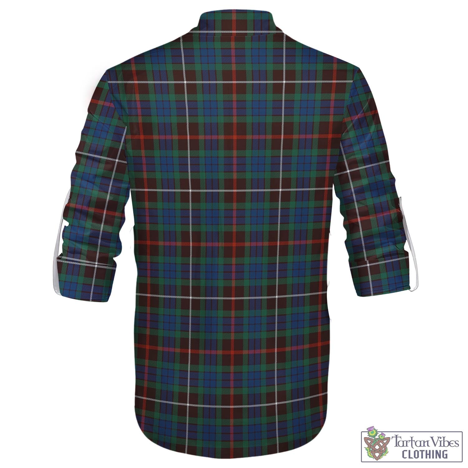 Tartan Vibes Clothing Fraser Hunting Ancient Tartan Men's Scottish Traditional Jacobite Ghillie Kilt Shirt with Family Crest