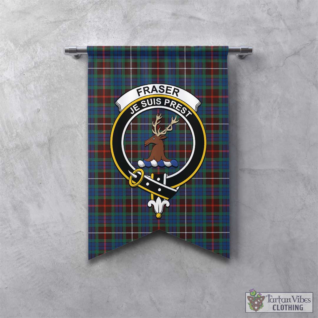 Tartan Vibes Clothing Fraser Hunting Ancient Tartan Gonfalon, Tartan Banner with Family Crest