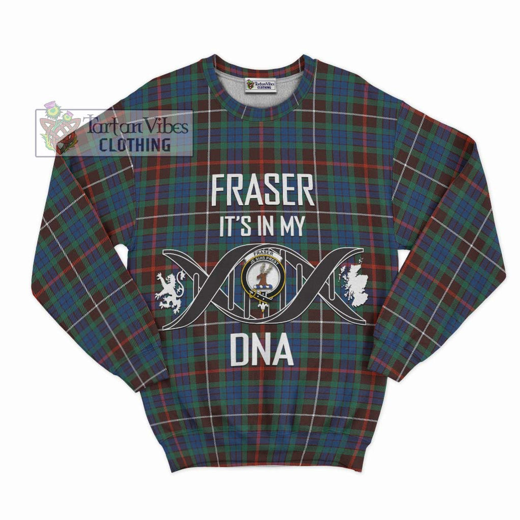 Fraser Hunting Ancient Tartan Sweatshirt with Family Crest DNA In Me Style - Tartanvibesclothing Shop