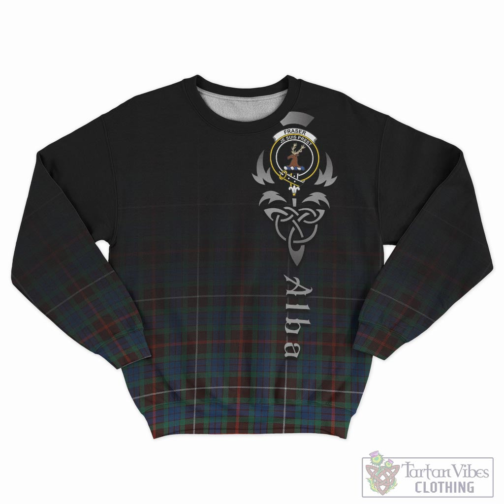 Tartan Vibes Clothing Fraser Hunting Ancient Tartan Sweatshirt Featuring Alba Gu Brath Family Crest Celtic Inspired