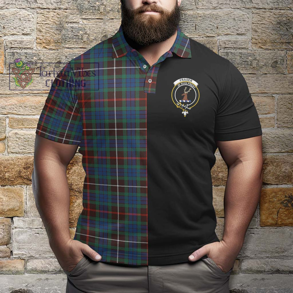 Fraser Hunting Ancient Tartan Polo Shirt with Family Crest and Half Of Me Style - Tartanvibesclothing Shop