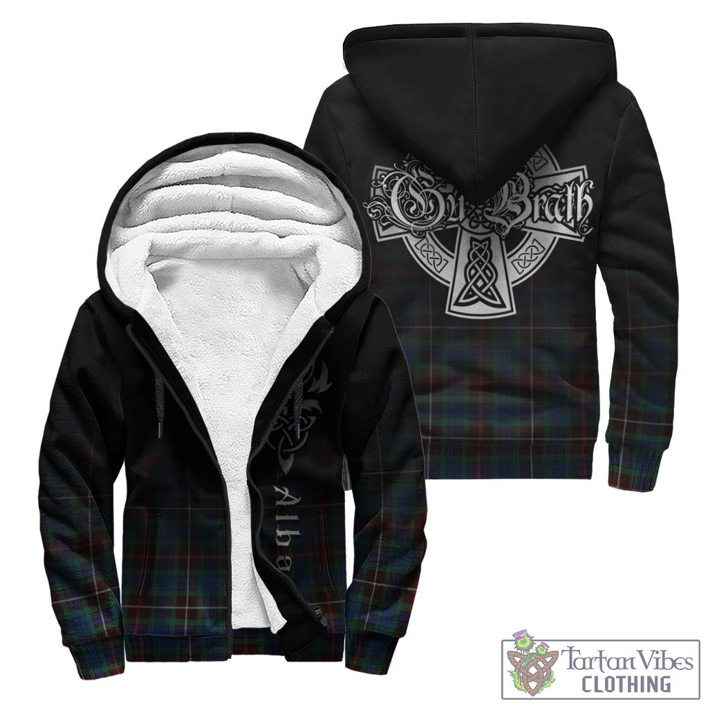 Tartan Vibes Clothing Fraser Hunting Ancient Tartan Sherpa Hoodie Featuring Alba Gu Brath Family Crest Celtic Inspired