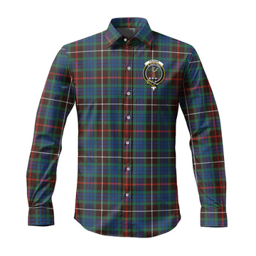 Fraser Hunting Ancient Tartan Long Sleeve Button Up Shirt with Family Crest