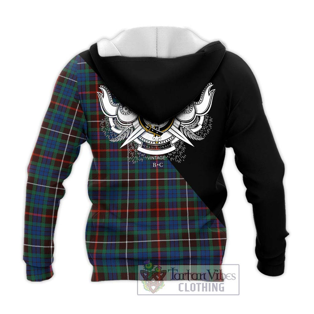 Fraser Hunting Ancient Tartan Knitted Hoodie with Family Crest and Military Logo Style - Tartanvibesclothing Shop