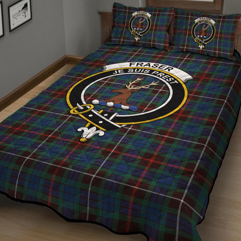 Fraser Hunting Ancient Tartan Quilt Bed Set with Family Crest - Tartan Vibes Clothing