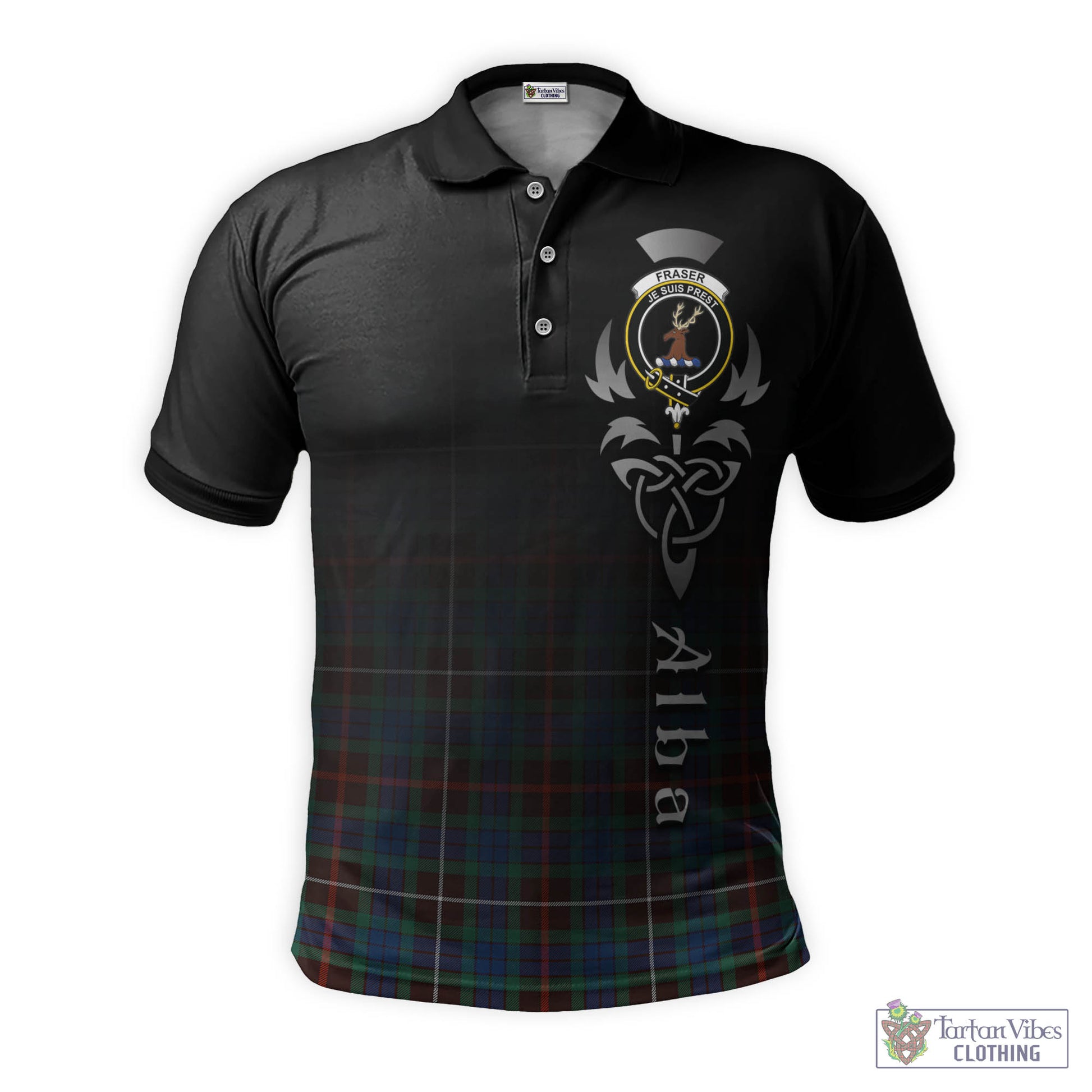 Tartan Vibes Clothing Fraser Hunting Ancient Tartan Polo Shirt Featuring Alba Gu Brath Family Crest Celtic Inspired