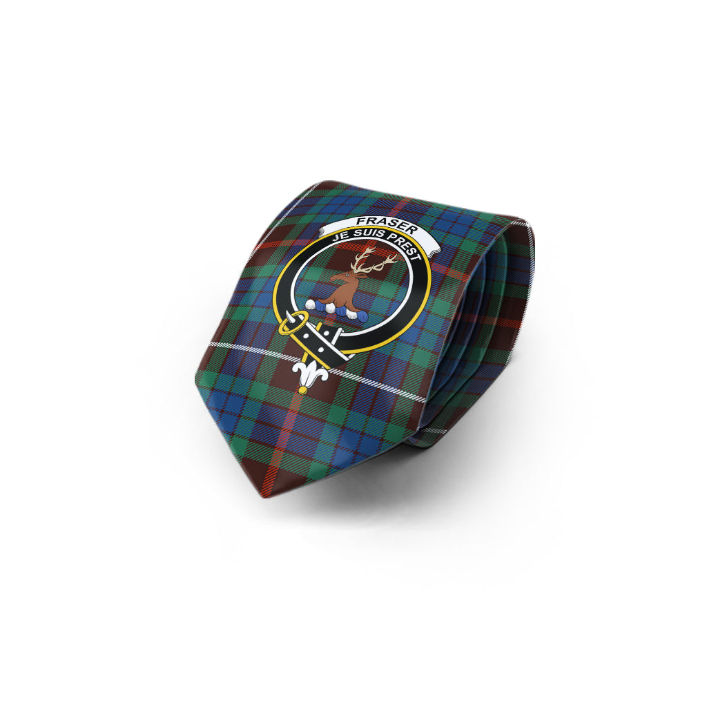 Fraser Hunting Ancient Tartan Classic Necktie with Family Crest - Tartan Vibes Clothing