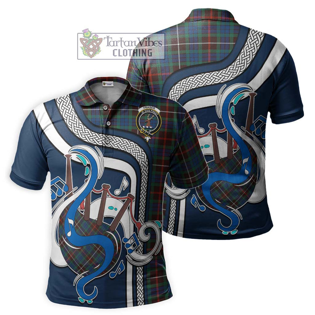 Tartan Vibes Clothing Fraser Hunting Ancient Tartan Polo Shirt with Epic Bagpipe Style