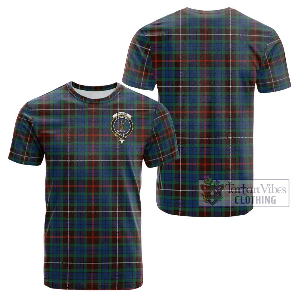 Fraser Hunting Ancient Tartan Cotton T-Shirt with Family Crest Kid's Shirt - Tartanvibesclothing Shop