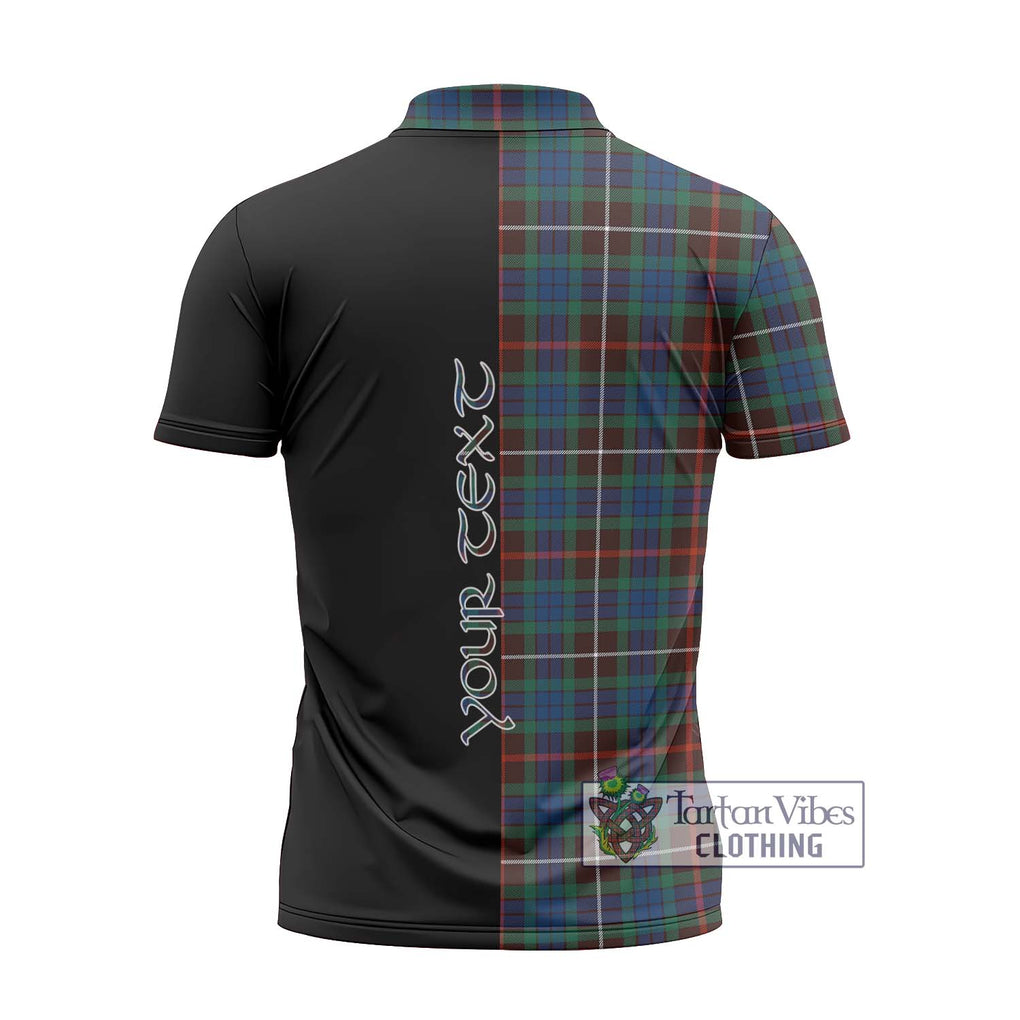 Fraser Hunting Ancient Tartan Zipper Polo Shirt with Family Crest and Half Of Me Style - Tartanvibesclothing Shop