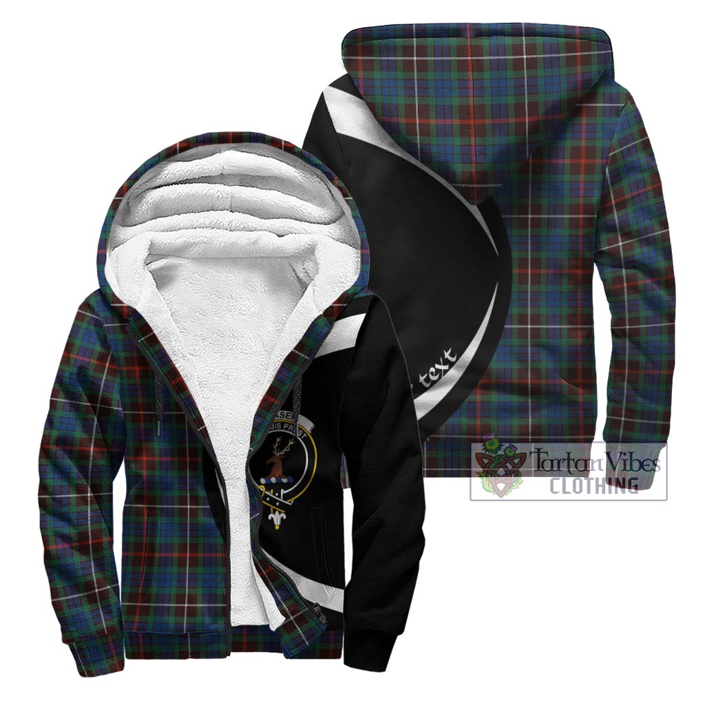 Fraser Hunting Ancient Tartan Sherpa Hoodie with Family Crest Circle Style Unisex - Tartan Vibes Clothing