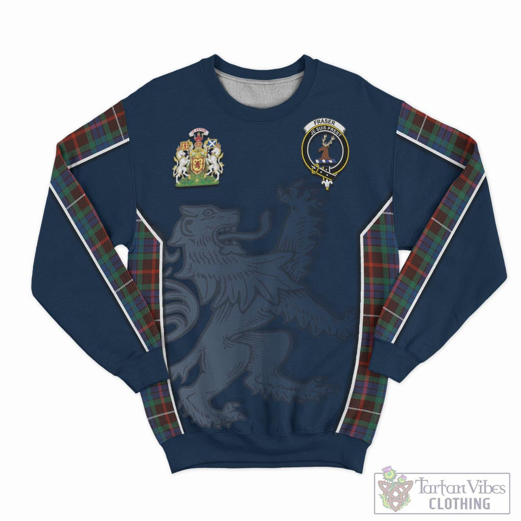 Tartan Vibes Clothing Fraser Hunting Ancient Tartan Sweater with Family Crest and Lion Rampant Vibes Sport Style