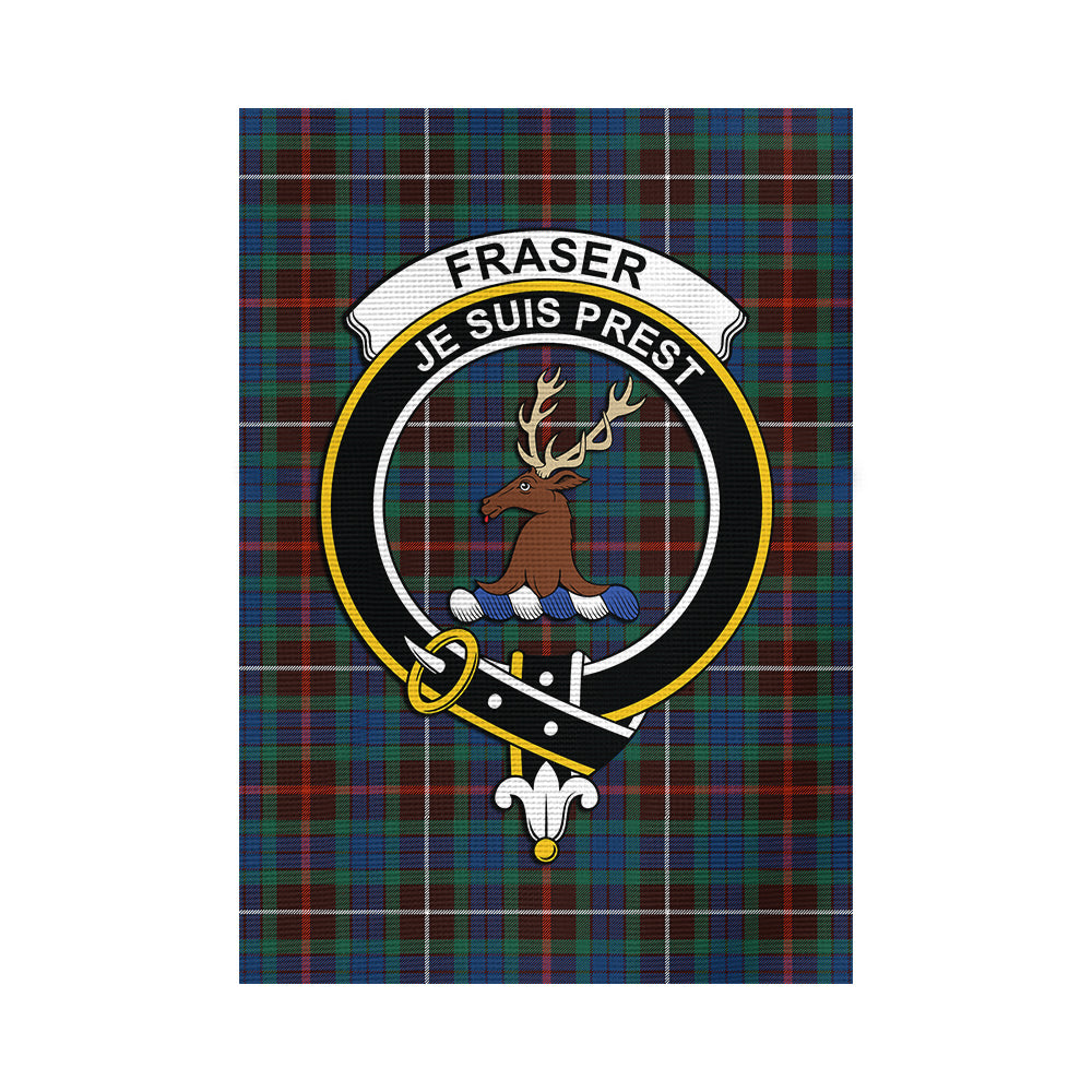 fraser-hunting-ancient-tartan-flag-with-family-crest