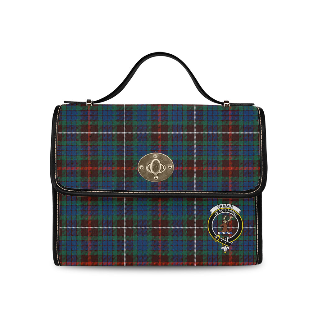 fraser-hunting-ancient-tartan-leather-strap-waterproof-canvas-bag-with-family-crest