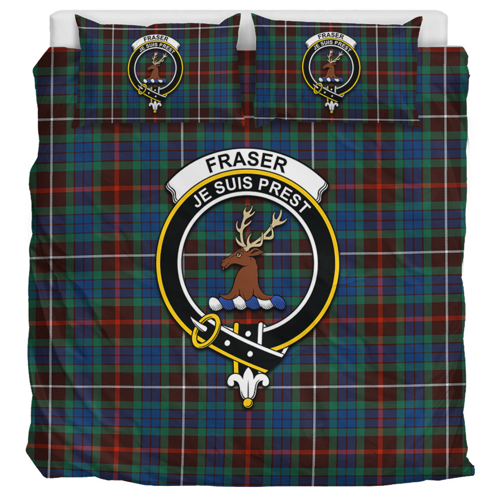 Fraser Hunting Ancient Tartan Bedding Set with Family Crest UK Bedding Set UK Super King 104*94 inch - Tartan Vibes Clothing