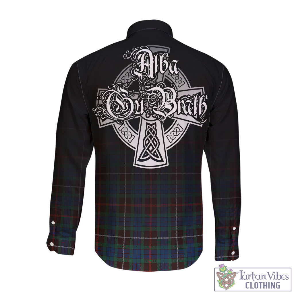 Tartan Vibes Clothing Fraser Hunting Ancient Tartan Long Sleeve Button Up Featuring Alba Gu Brath Family Crest Celtic Inspired