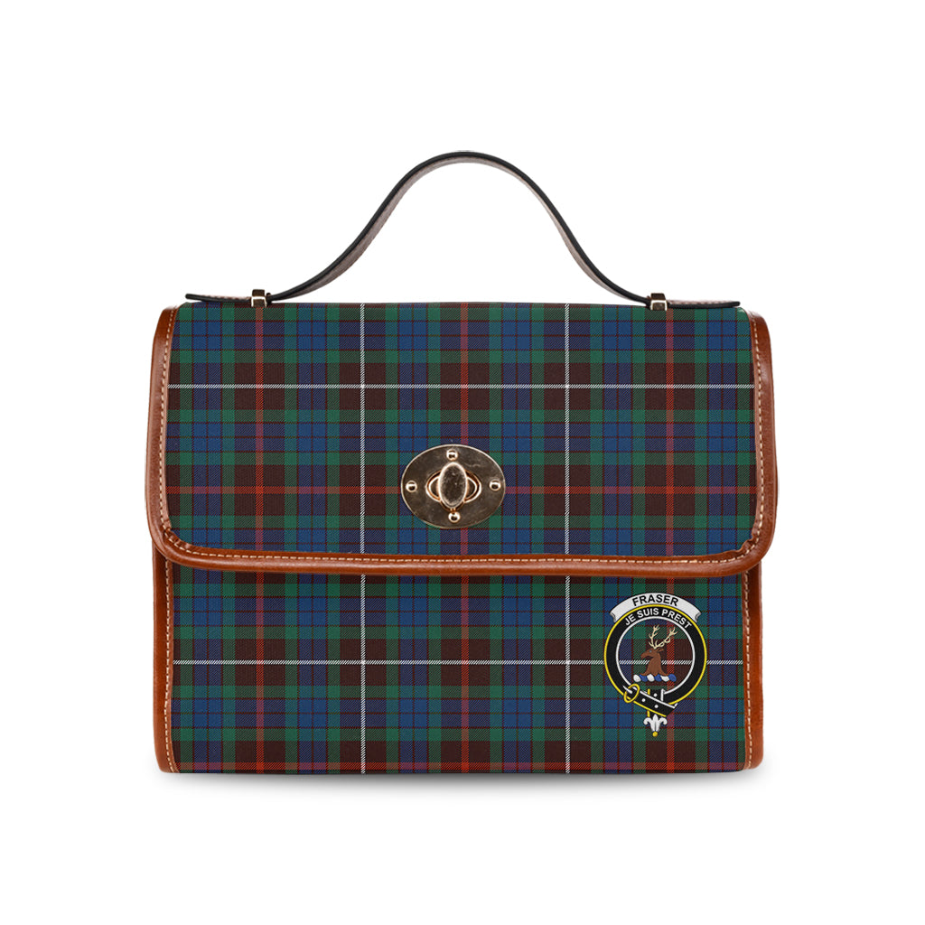 fraser-hunting-ancient-tartan-leather-strap-waterproof-canvas-bag-with-family-crest