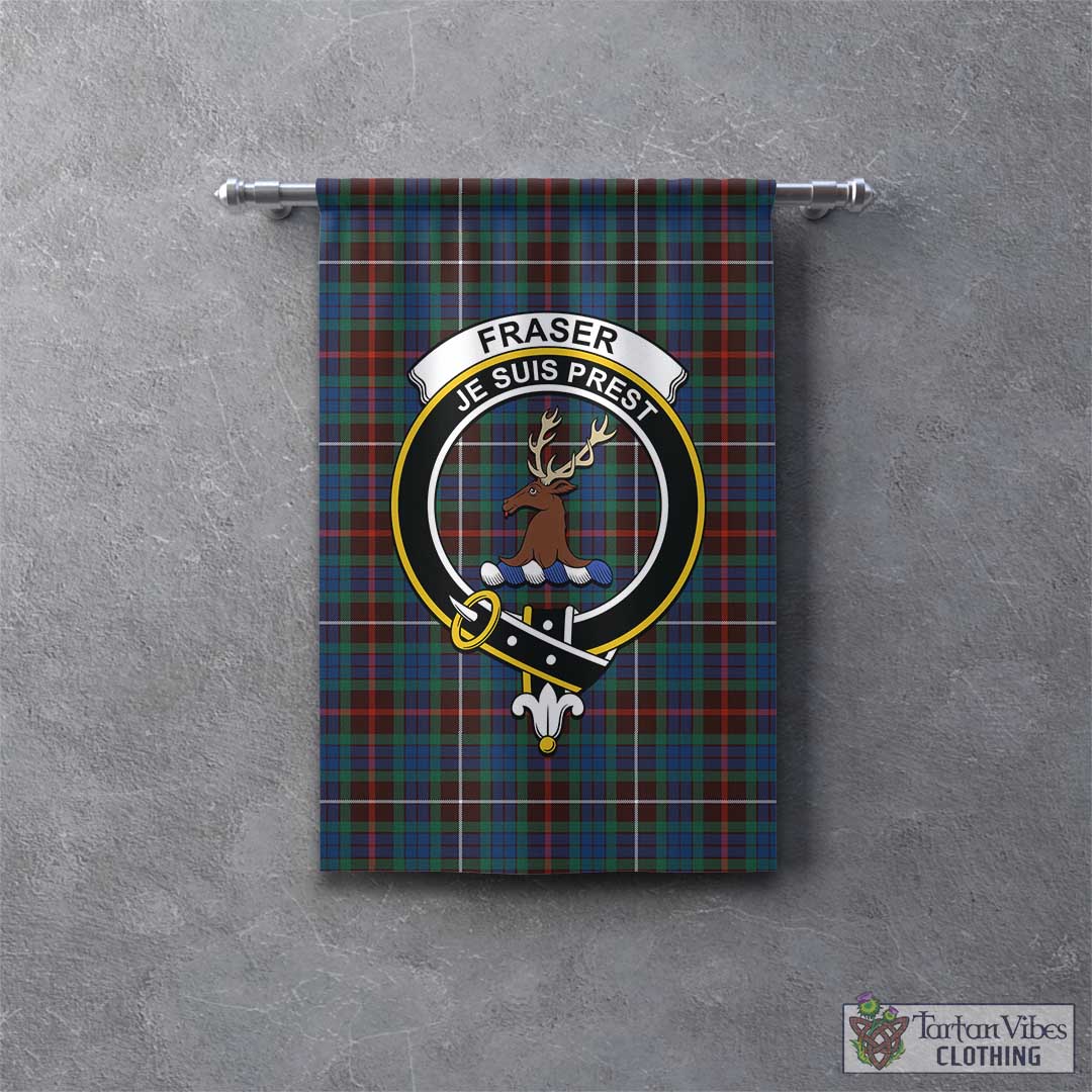 Tartan Vibes Clothing Fraser Hunting Ancient Tartan Gonfalon, Tartan Banner with Family Crest