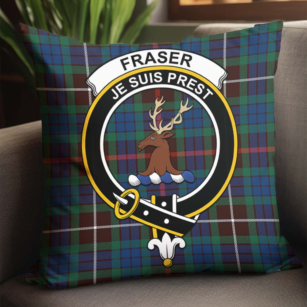 Fraser Hunting Ancient Tartan Pillow Cover with Family Crest - Tartanvibesclothing