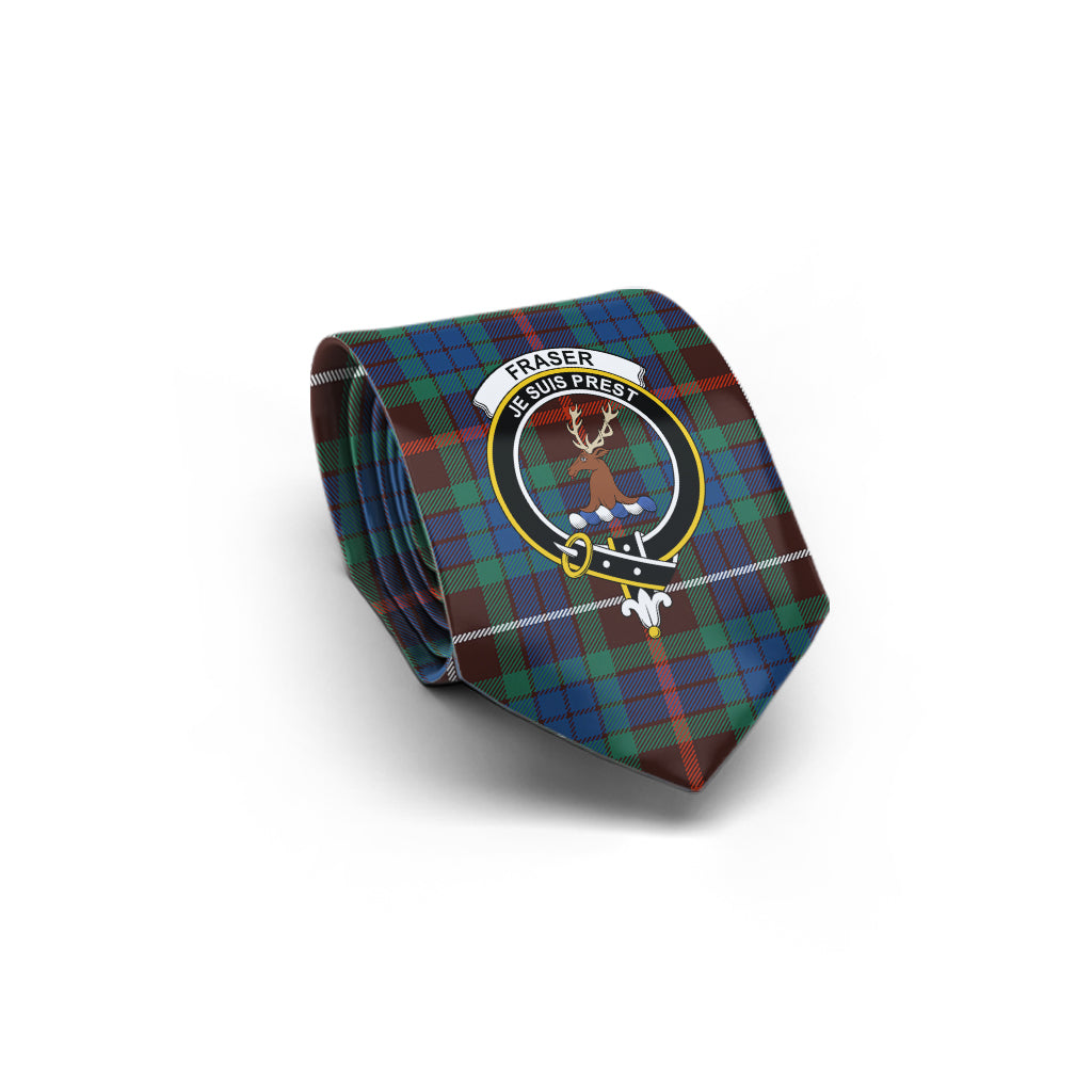 Fraser Hunting Ancient Tartan Classic Necktie with Family Crest - Tartan Vibes Clothing