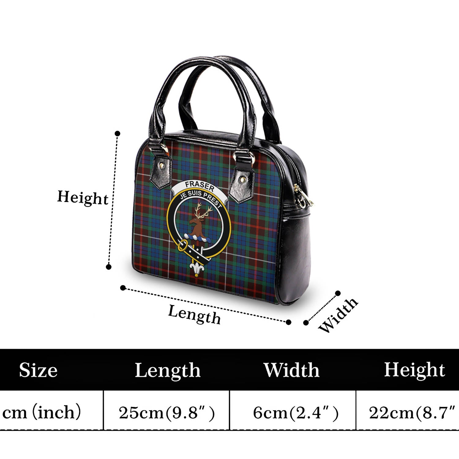 Fraser Hunting Ancient Tartan Shoulder Handbags with Family Crest - Tartanvibesclothing