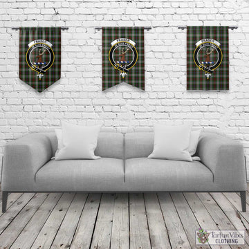 Fraser Hunting Dress Tartan Gonfalon, Tartan Banner with Family Crest