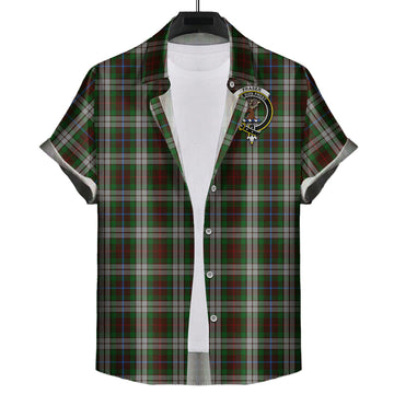 Fraser Hunting Dress Tartan Short Sleeve Button Down Shirt with Family Crest