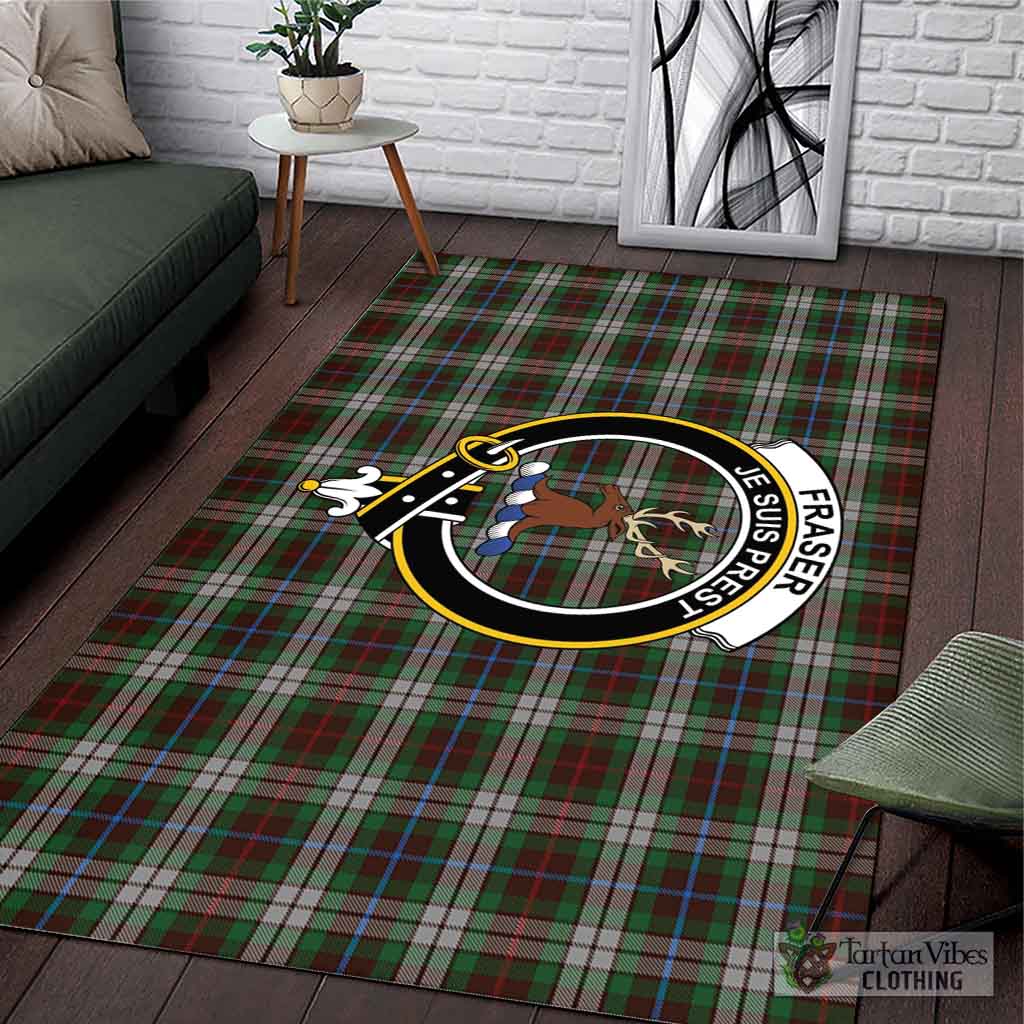 Tartan Vibes Clothing Fraser Hunting Dress Tartan Area Rug with Family Crest