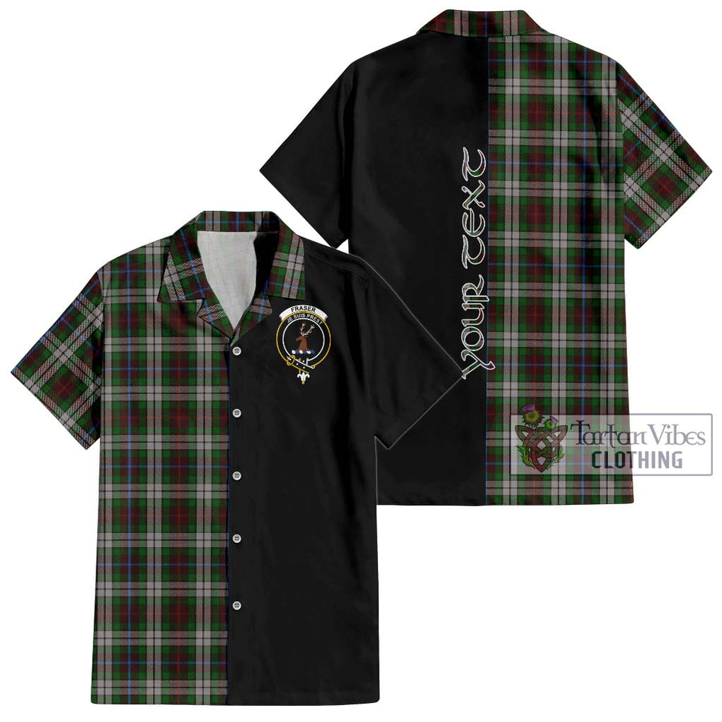 Fraser Hunting Dress Tartan Short Sleeve Button Shirt with Family Crest and Half Of Me Style Kid - Tartanvibesclothing Shop