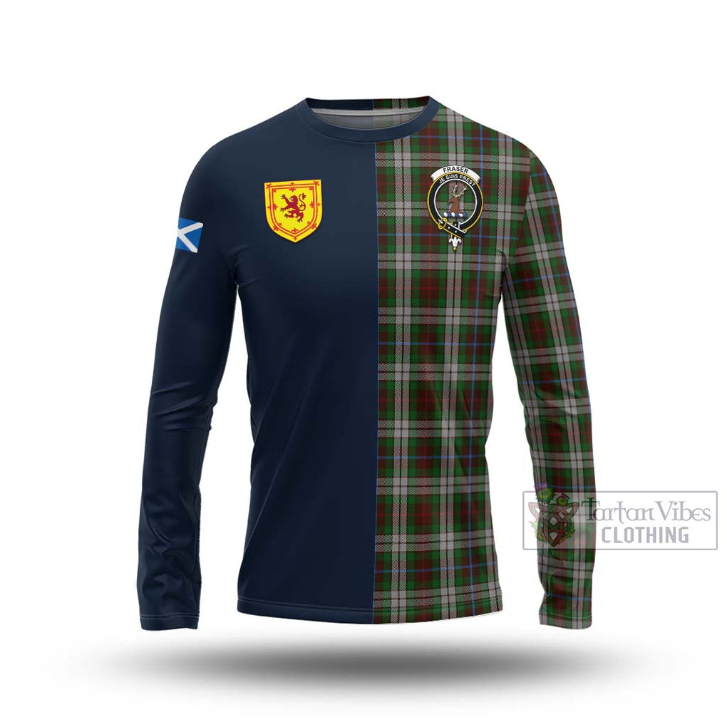 Tartan Vibes Clothing Fraser Hunting Dress Tartan Long Sleeve T-Shirt with Scottish Lion Royal Arm Half Style