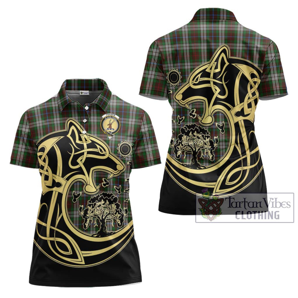 Fraser Hunting Dress Tartan Women's Polo Shirt with Family Crest Celtic Wolf Style Women - Tartanvibesclothing Shop