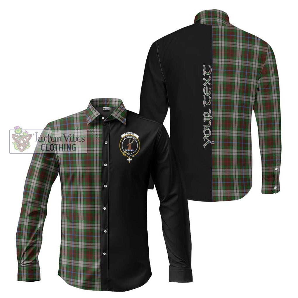 Fraser Hunting Dress Tartan Long Sleeve Button Shirt with Family Crest and Half Of Me Style Men's Shirt S - Tartanvibesclothing Shop