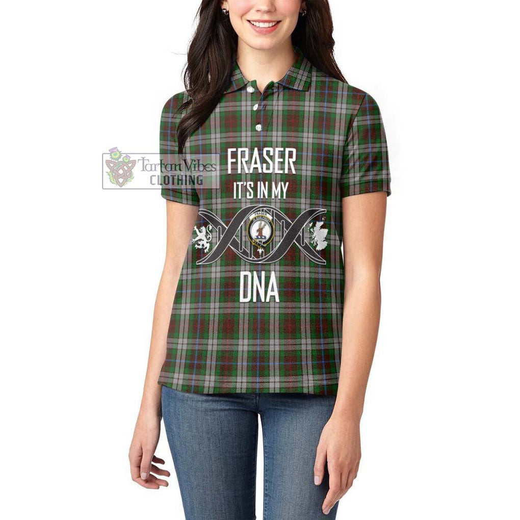 Fraser Hunting Dress Tartan Women's Polo Shirt with Family Crest DNA In Me Style Women - Tartanvibesclothing Shop