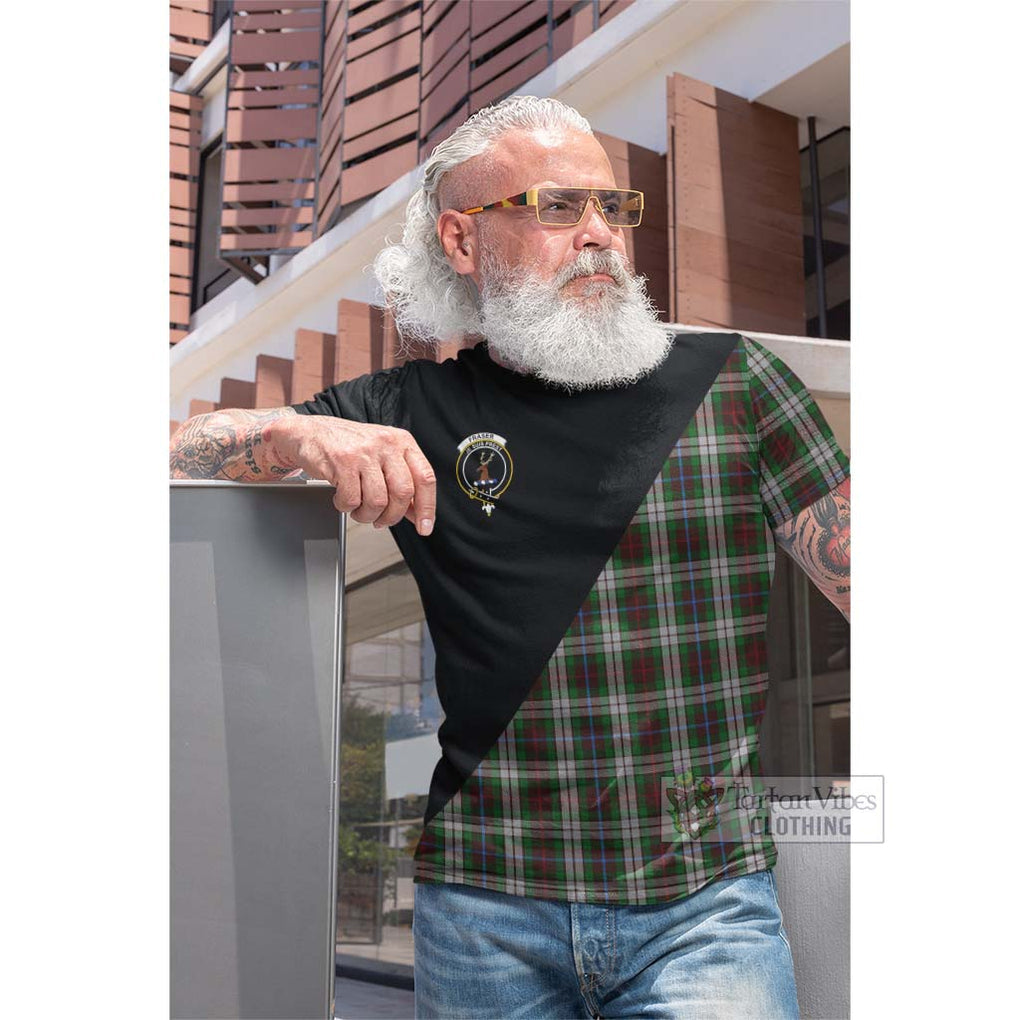 Tartan Vibes Clothing Fraser Hunting Dress Tartan Cotton T-shirt with Family Crest and Military Logo Style