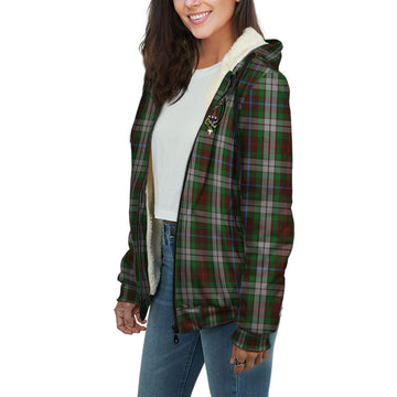 Fraser Hunting Dress Tartan Sherpa Hoodie with Family Crest