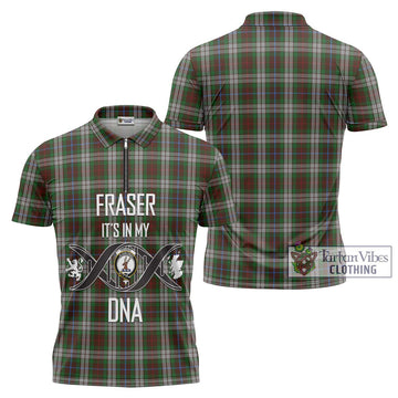 Fraser Hunting Dress Tartan Zipper Polo Shirt with Family Crest DNA In Me Style