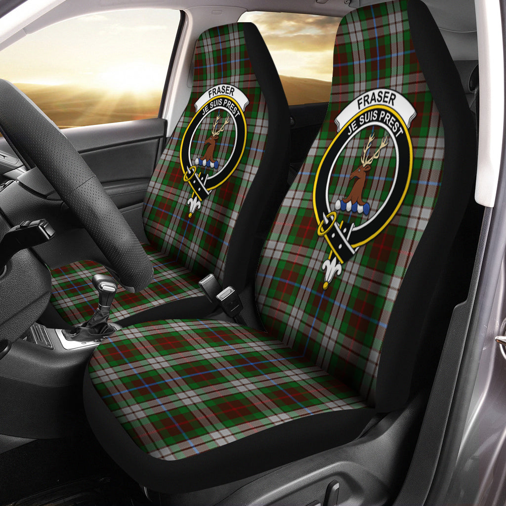 Fraser Hunting Dress Tartan Car Seat Cover with Family Crest One Size - Tartanvibesclothing