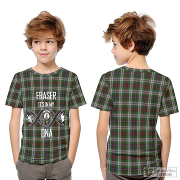 Fraser Hunting Dress Tartan Kid T-Shirt with Family Crest DNA In Me Style