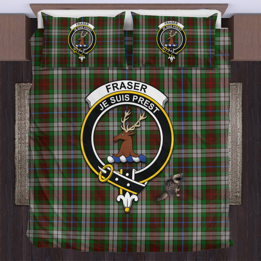 Fraser Hunting Dress Tartan Bedding Set with Family Crest US Bedding Set - Tartan Vibes Clothing