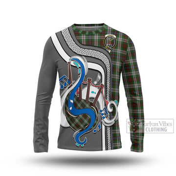 Fraser Hunting Dress Tartan Long Sleeve T-Shirt with Epic Bagpipe Style