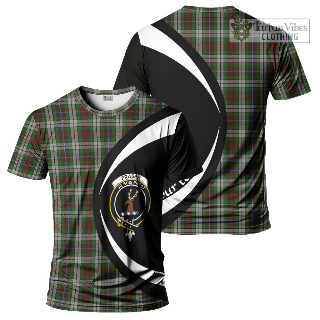 Tartan Vibes Clothing Fraser Hunting Dress Tartan T-Shirt with Family Crest Circle Style