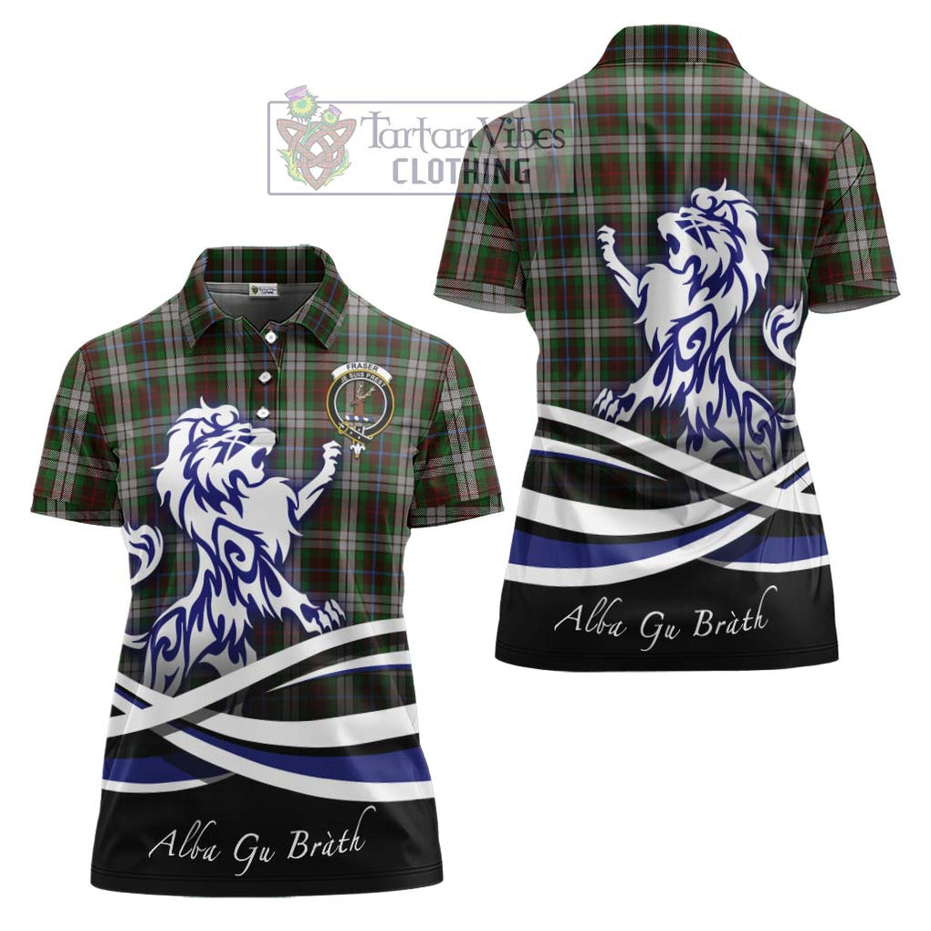 Fraser Hunting Dress Tartan Women's Polo Shirt with Alba Gu Brath Regal Lion Emblem Women - Tartanvibesclothing Shop